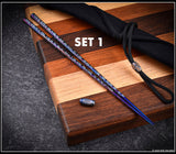 Forged Titanium Chopsticks - Flamed Finish - 6 Unique Sets