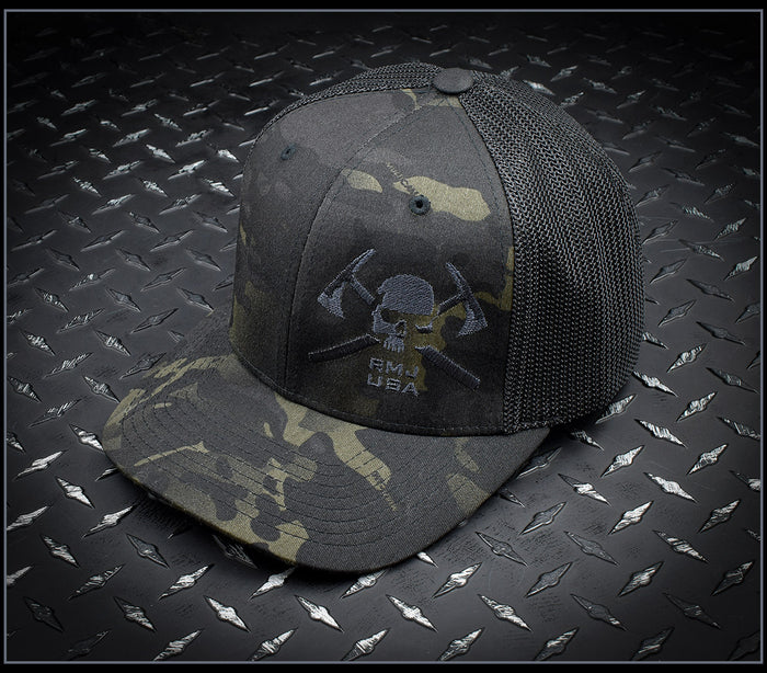 USA | Explore Black RMJ Trucker More USA RMJ MultiCam FlexFit Hat –